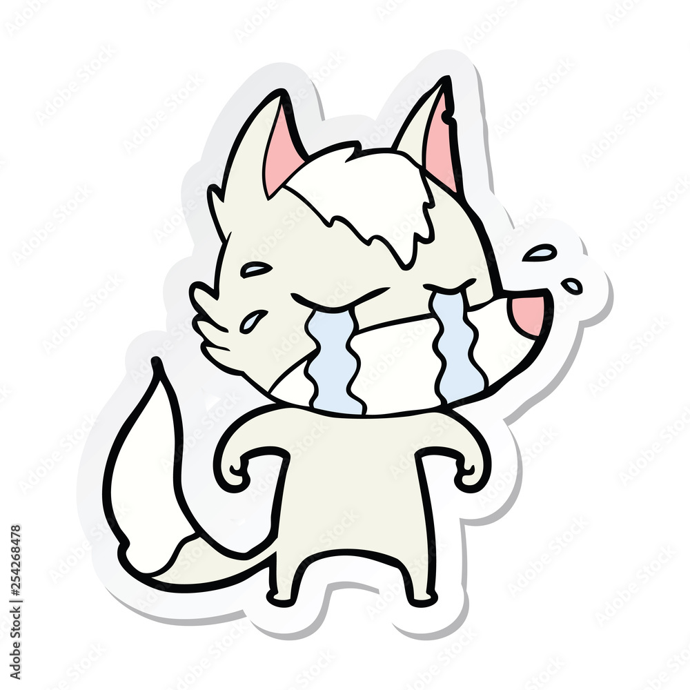 sticker of a cartoon crying wolf sticker of a cartoon crying wolf