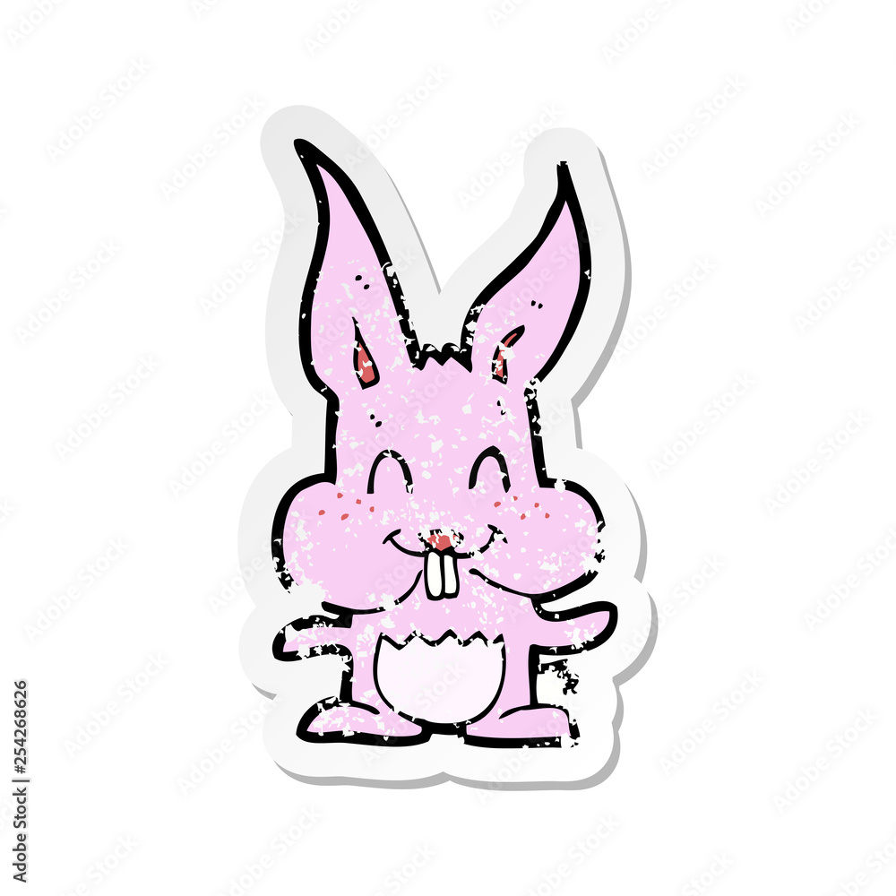 retro distressed sticker of a cartoon rabbit retro distressed sticker of a cartoon rabbit