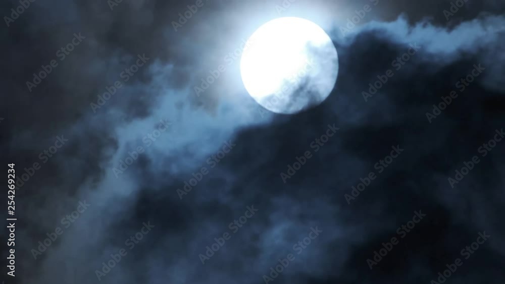 Erie moon and clouds at night close up Erie moon and clouds at night close up