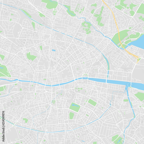 Canvas Print Downtown vector map of Dublin, Ireland