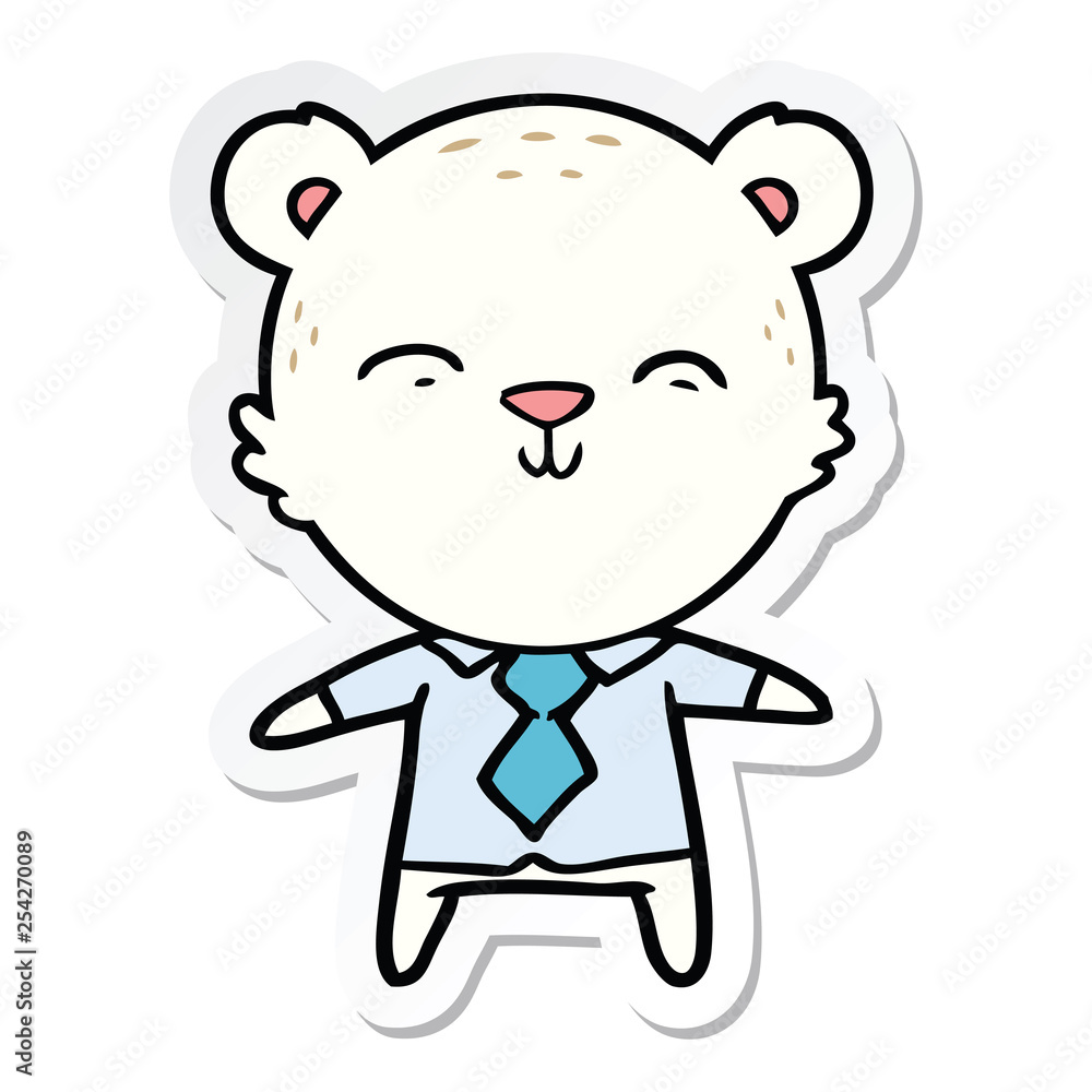 Fototapeta premium sticker of a happy cartoon polar bear office worker