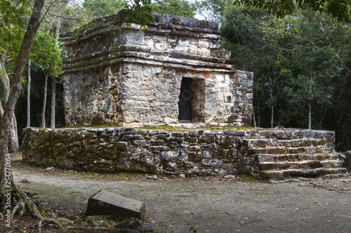 Ancient Mayan Civilization Ruins in San Gervasio Archeological Site, Cozumel Mexico photo