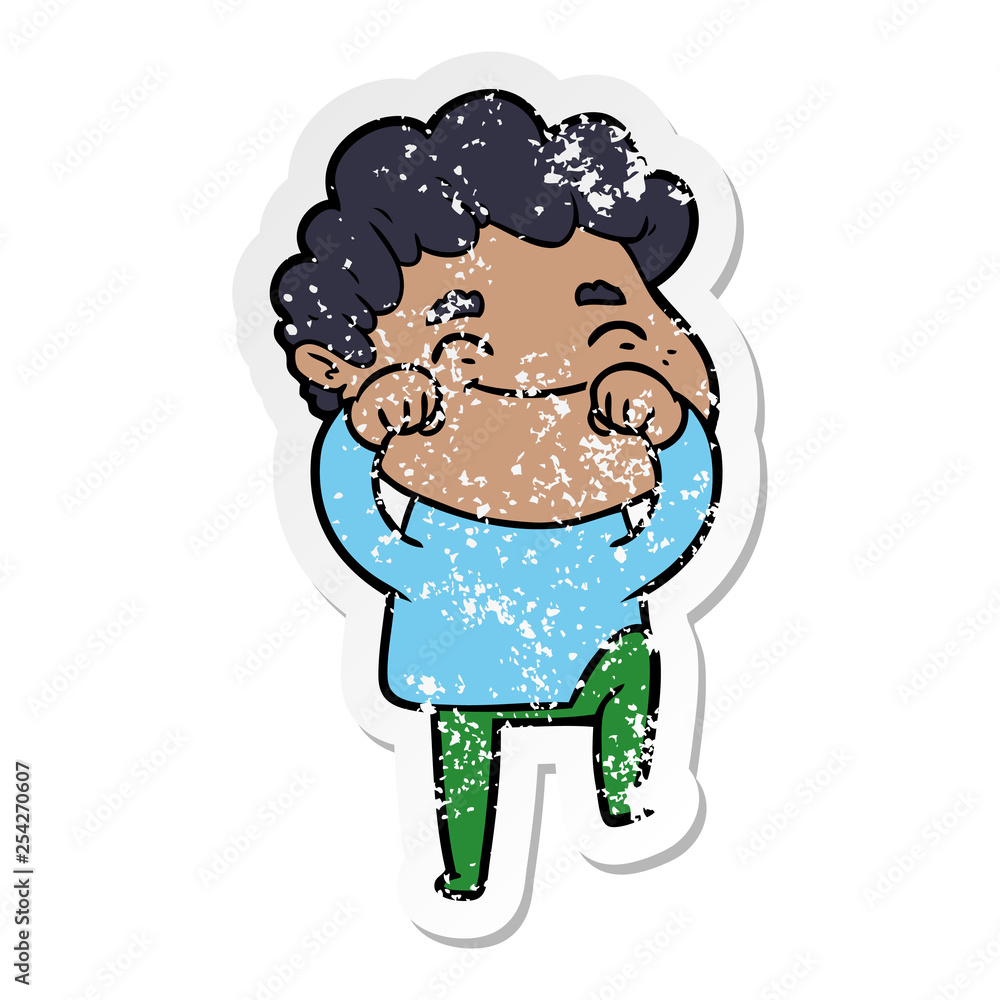 Fototapeta premium distressed sticker of a cartoon friendly man