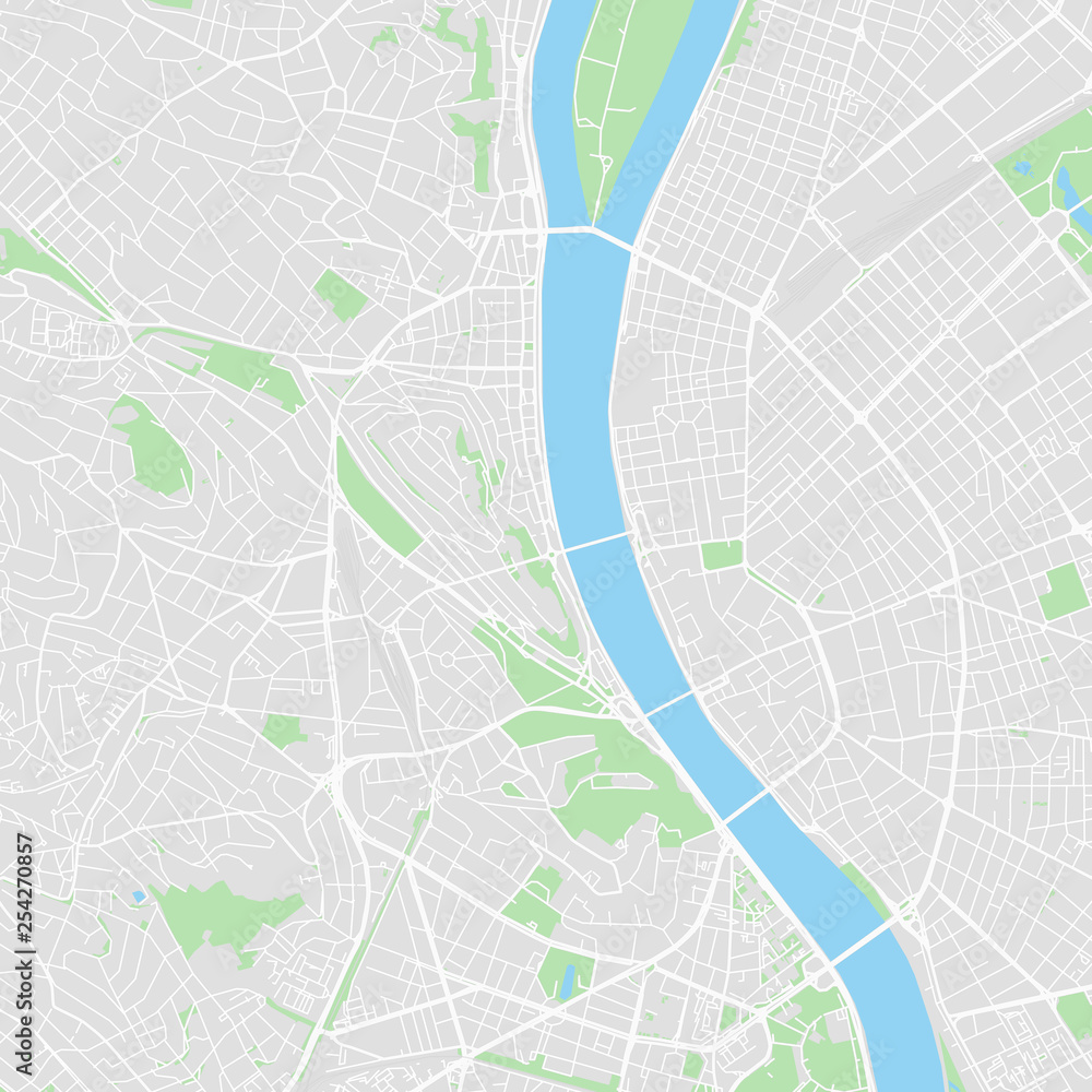 Fototapeta premium Downtown vector map of Budapest, Hungary