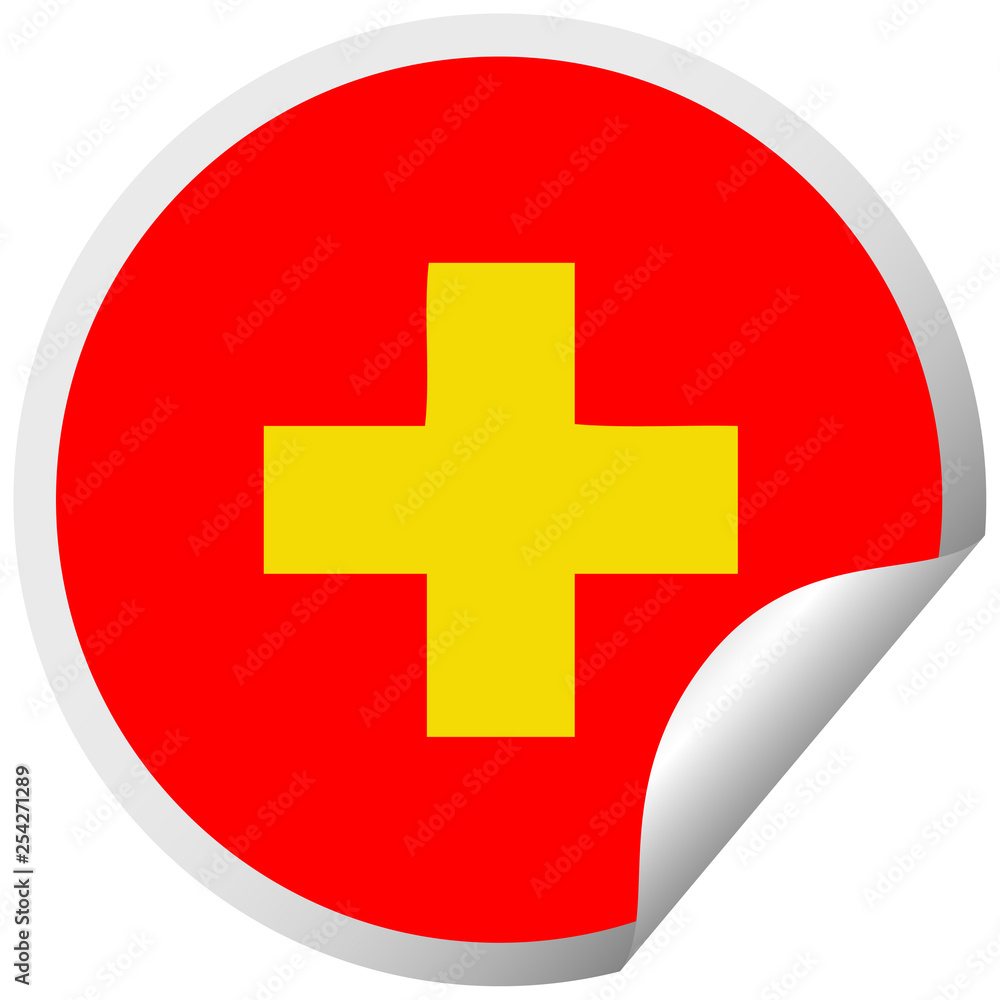 Obraz premium circular peeling sticker cartoon addition symbol