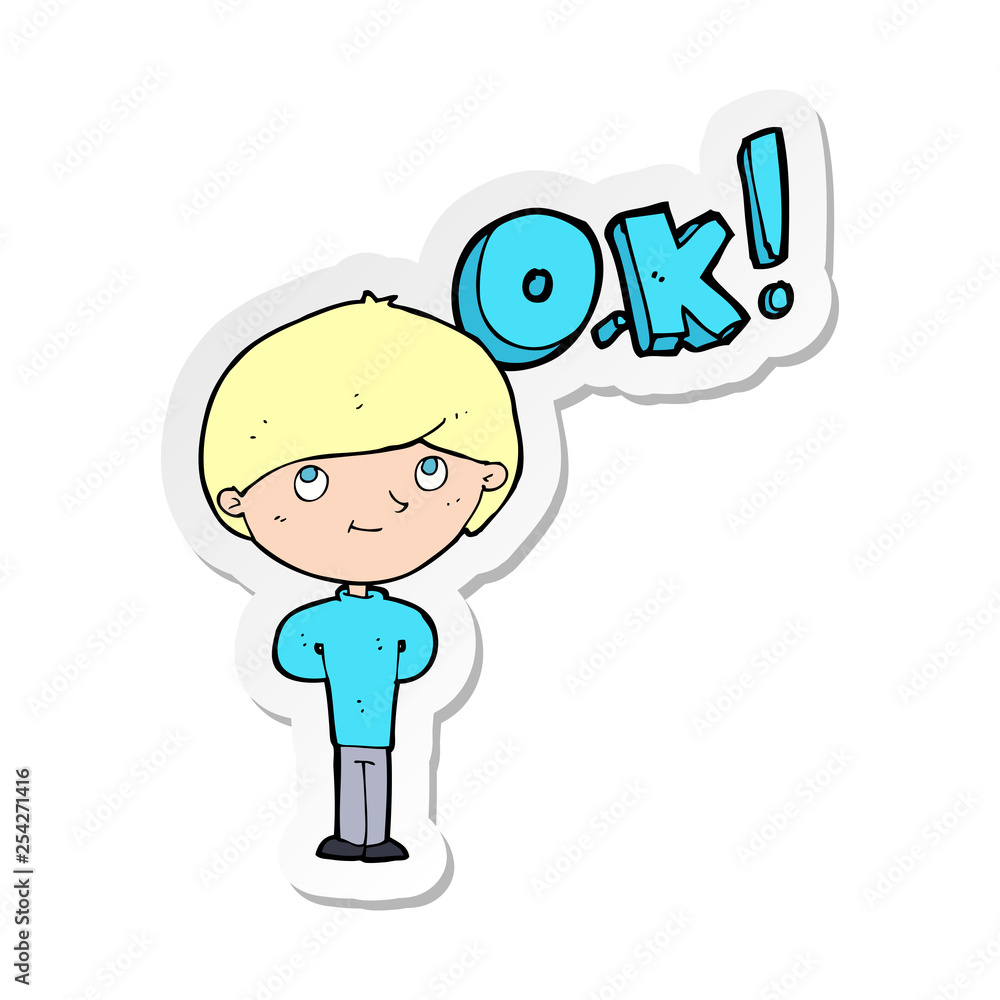 sticker of a cartoon man thinking OK
