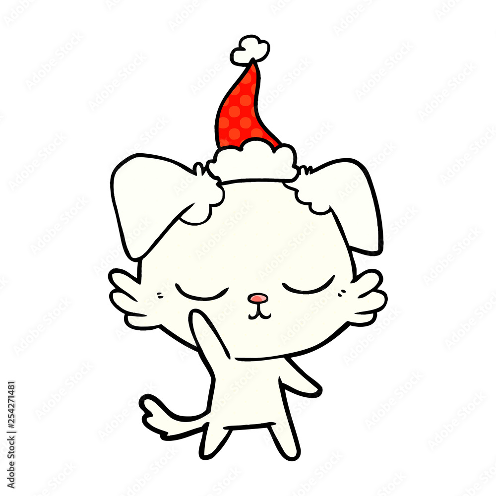 cute comic book style illustration of a dog wearing santa hat cute comic book style illustration of a dog wearing santa hat