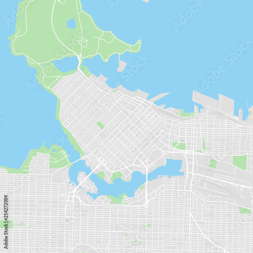 Downtown vector map of Vancouver, Canada