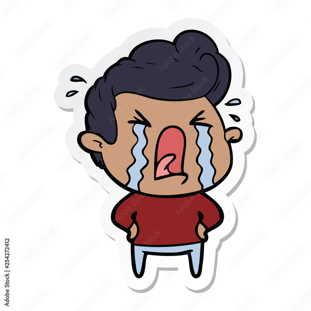 sticker of a cartoon crying man sticker of a cartoon crying man