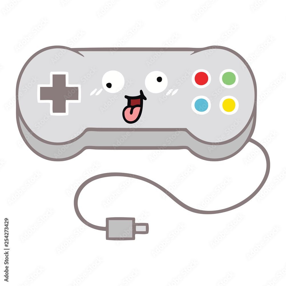 flat color retro cartoon game controller flat color retro cartoon game controller