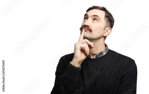 Mature man thinking against a white background