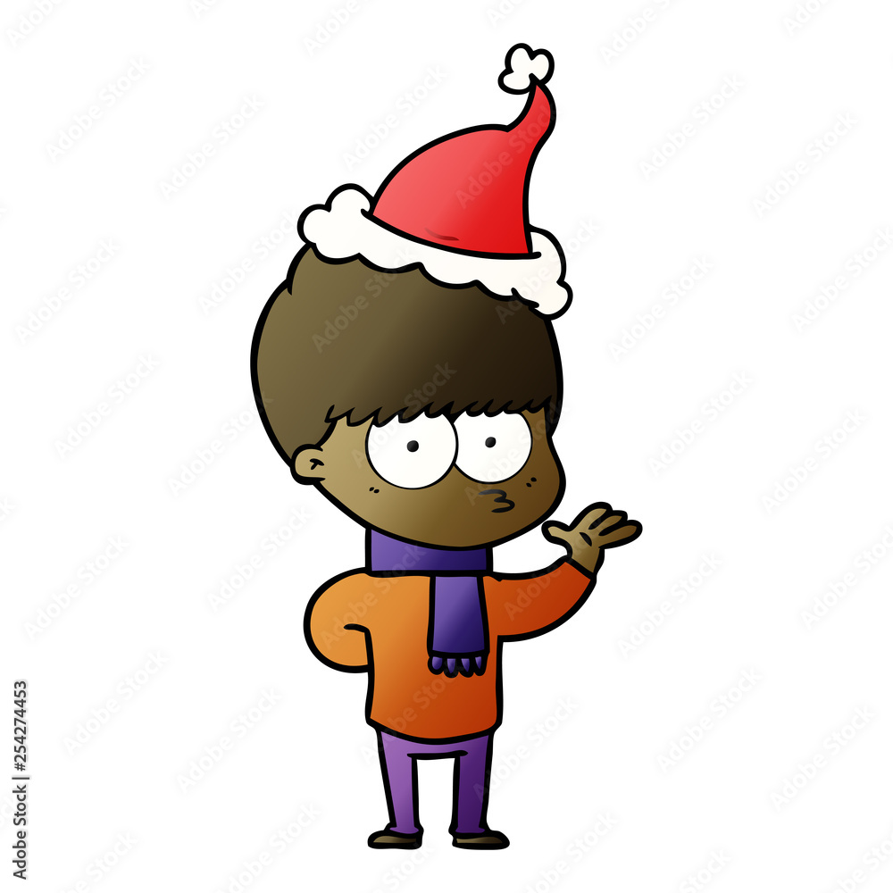nervous gradient cartoon of a boy wearing santa hat nervous gradient cartoon of a boy wearing santa hat