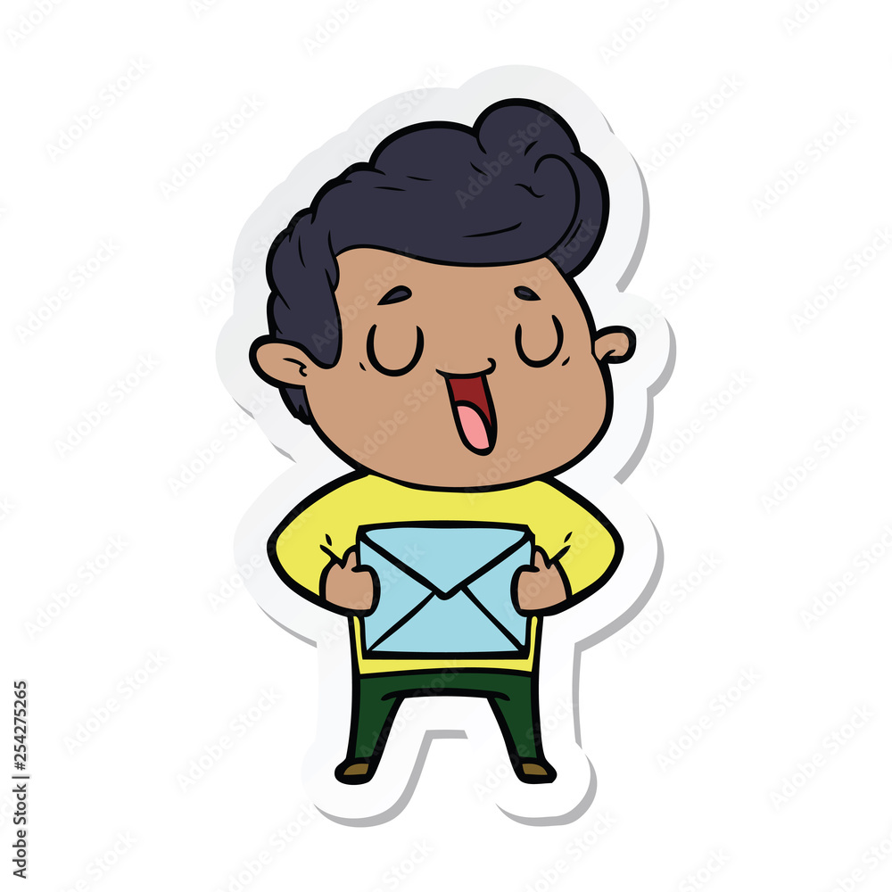 sticker of a happy cartoon man sticker of a happy cartoon man