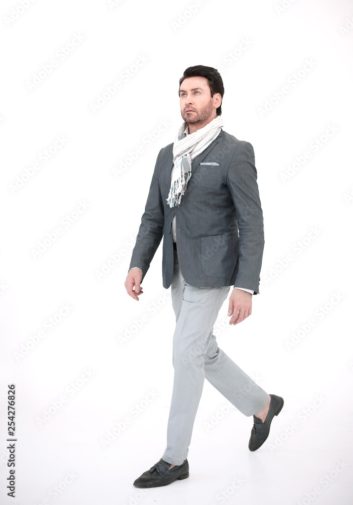 side view.modern business man goes forward side view.modern business man goes forward