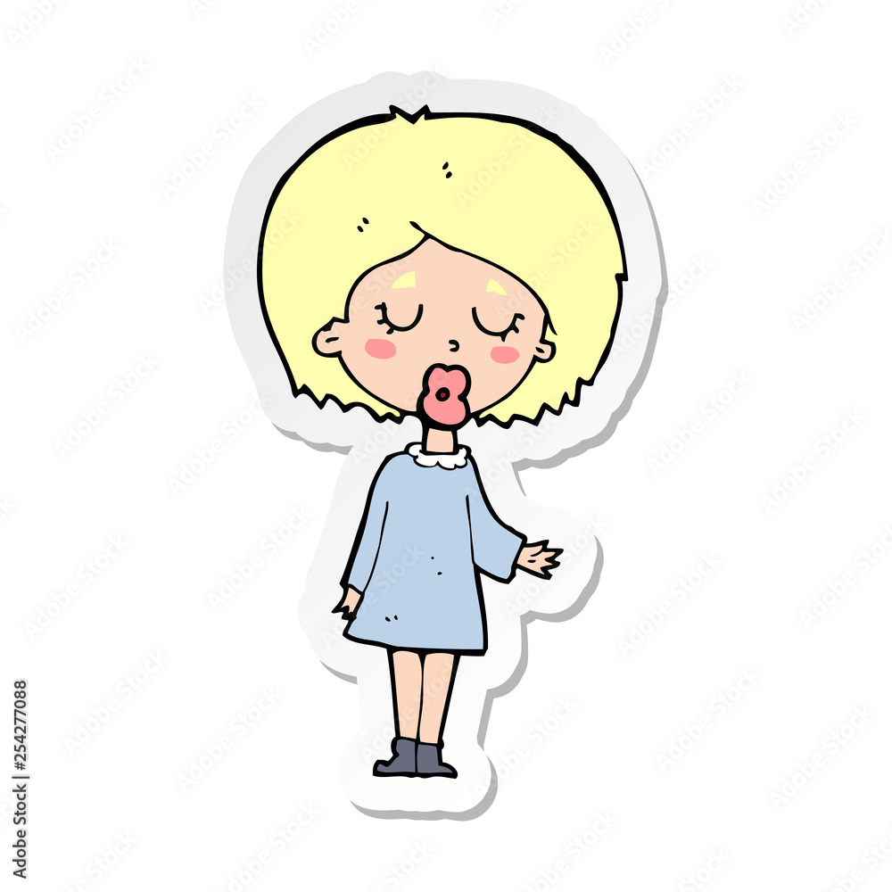 sticker of a cartoon woman explaining her point sticker of a cartoon woman explaining her point