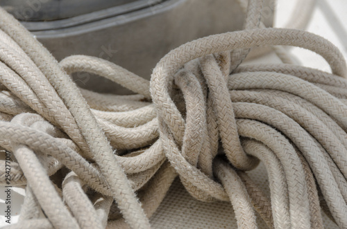 Nautical Rope on Deck of Sailboat