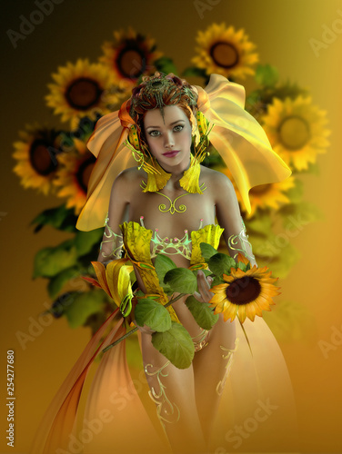 Dekoracja na wymiar  sunflower-maid-3d-cg