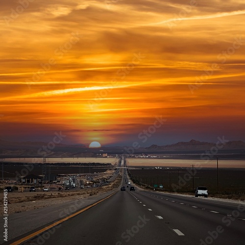highway at sunset
