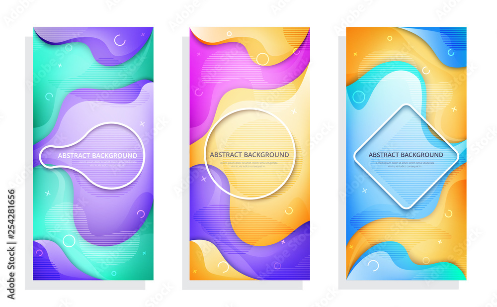 flat vector image, three abstract backgrounds for web site design, flyer and banner