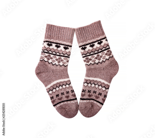 Pair of Warm Winter Socks Isolated.