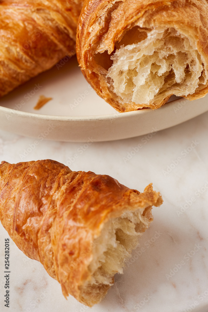 Croissants on the white plate Croissants on the white plate