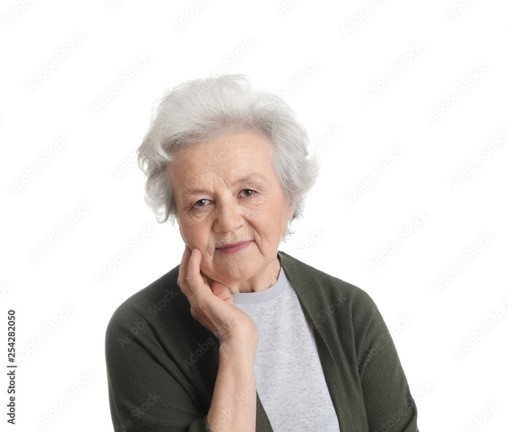 Portrait of mature woman isolated on white Portrait of mature woman isolated on white