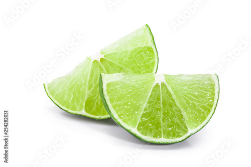 slice lime isolated on white background closeup