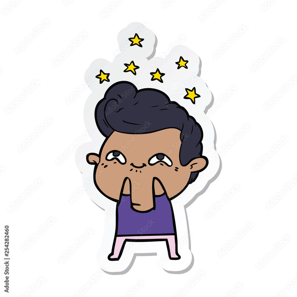 sticker of a cartoon excited man sticker of a cartoon excited man
