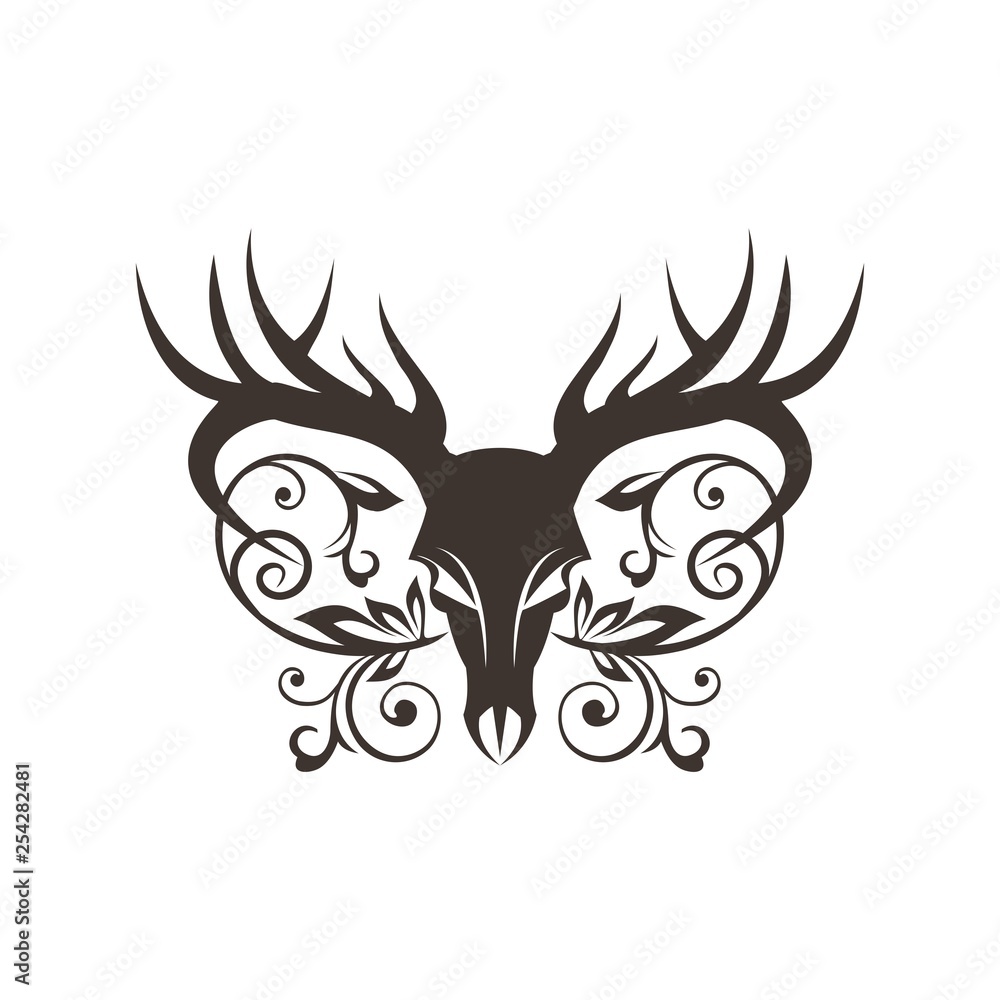 bone deer decoration vector illustration
