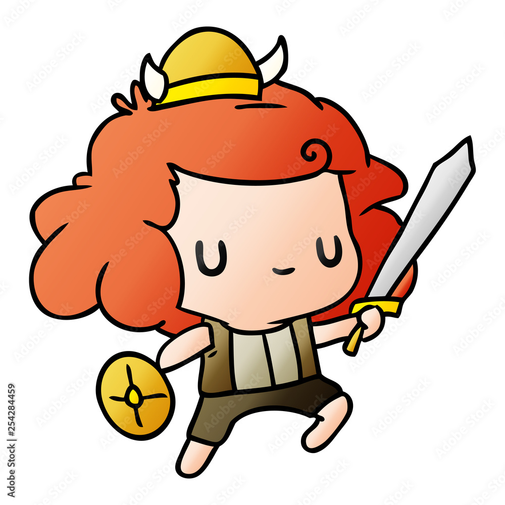 gradient cartoon kawaii cute viking child gradient cartoon kawaii cute viking child