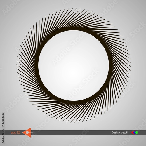Frame design of the spiral patterns of curved lines. Abstract monochrome round background. Vector illustration.