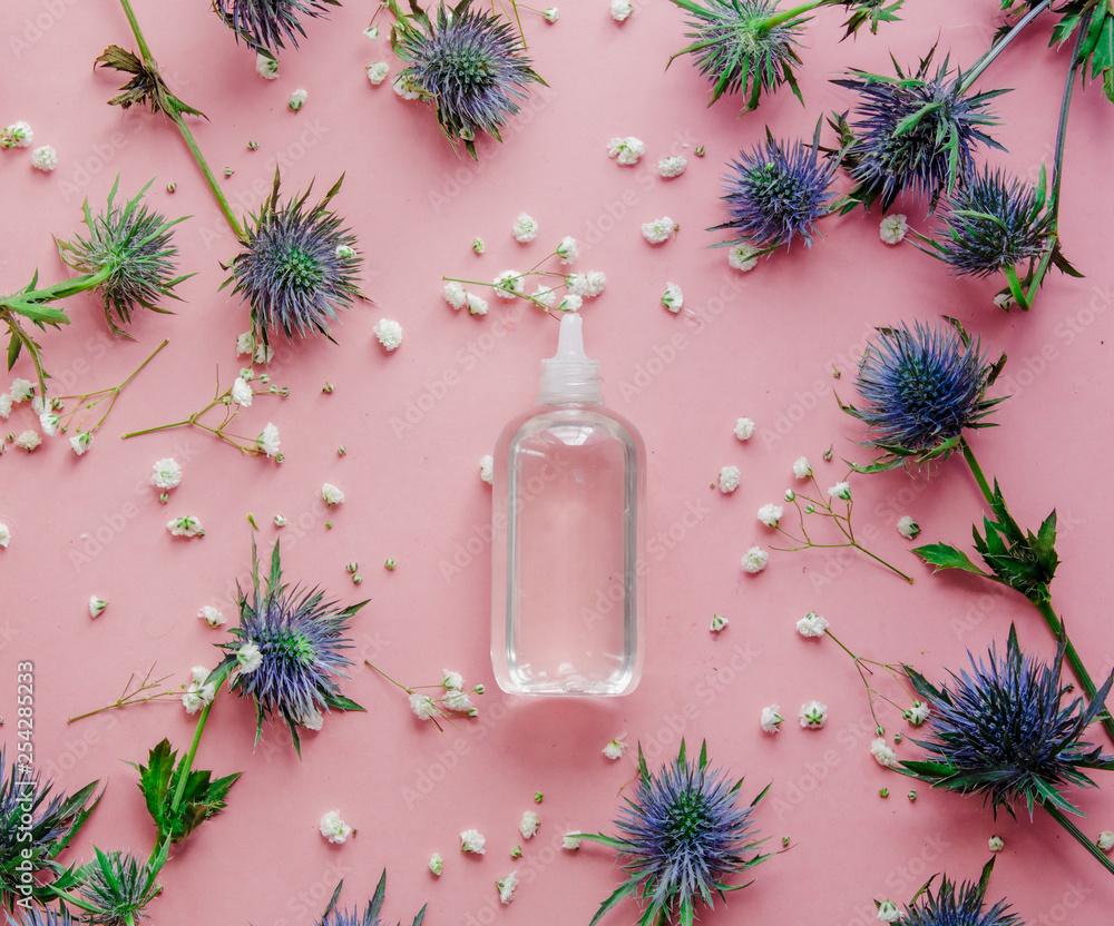 Blue eryngium flowers and perfume Blue eryngium flowers and perfume