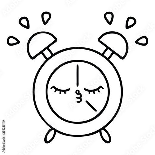 line drawing cartoon alarm clock