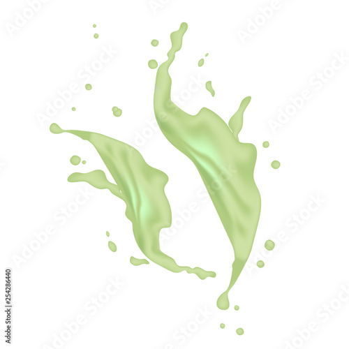 Avocado green oil juice splashing.
