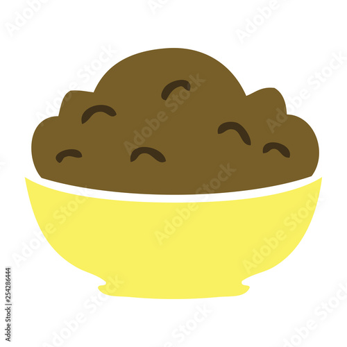 quirky hand drawn cartoon bowl of pudding