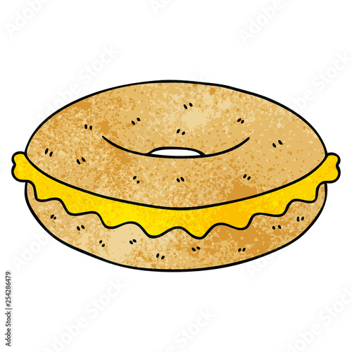 quirky hand drawn cartoon cheese bagel