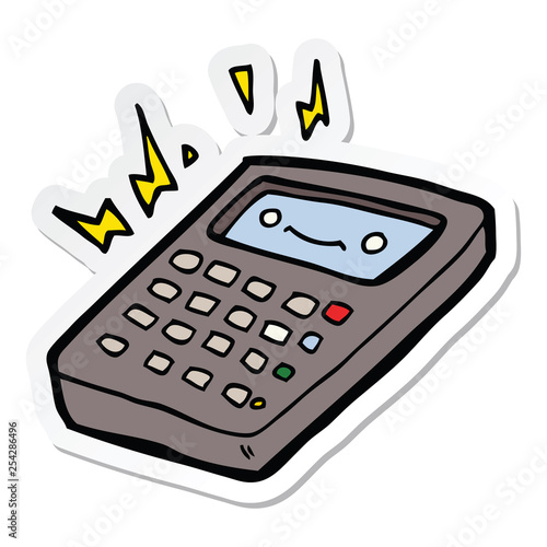 sticker of a cartoon calculator