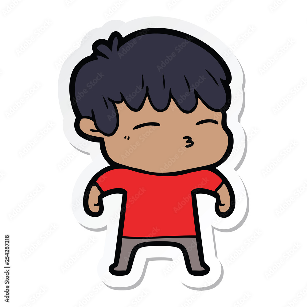 sticker of a cartoon curious boy sticker of a cartoon curious boy
