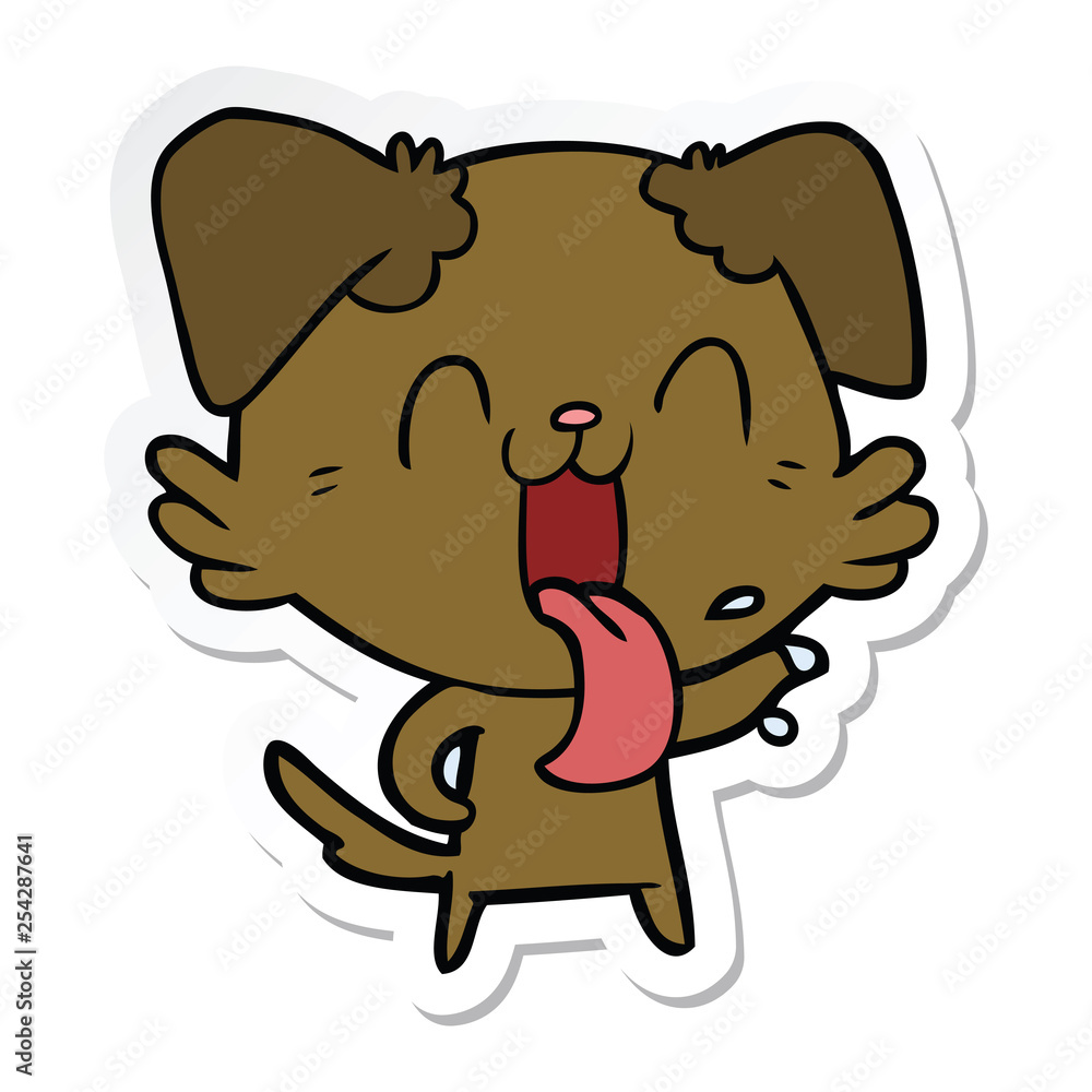 Fototapeta premium sticker of a cartoon panting dog