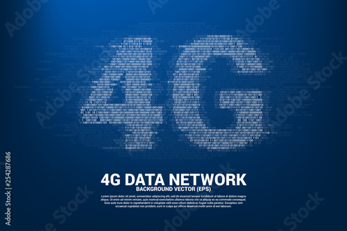 4G mobile networking with one and zero binary code digit matrix style. Concept for mobile sim card technology and network.