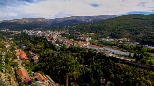Salamanca. Aerial view in village of Bejar. Spain. Drone Photo