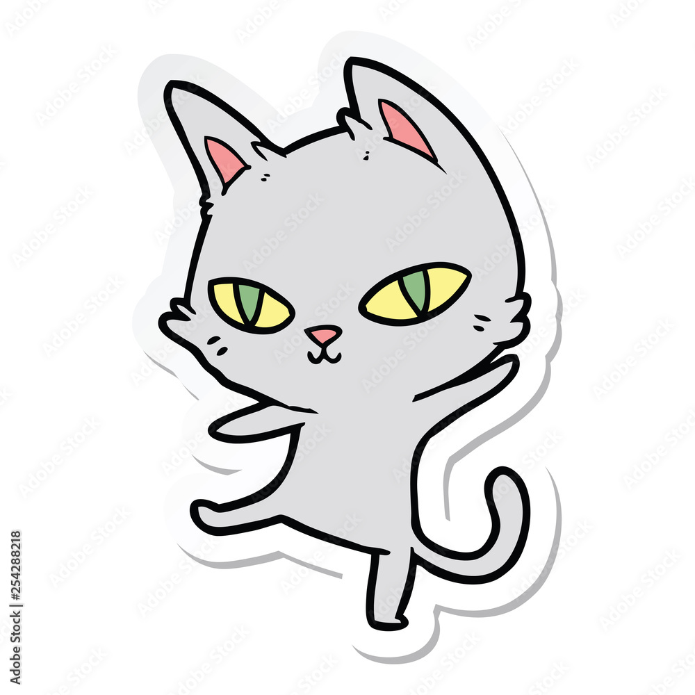 sticker of a cartoon cat staring sticker of a cartoon cat staring