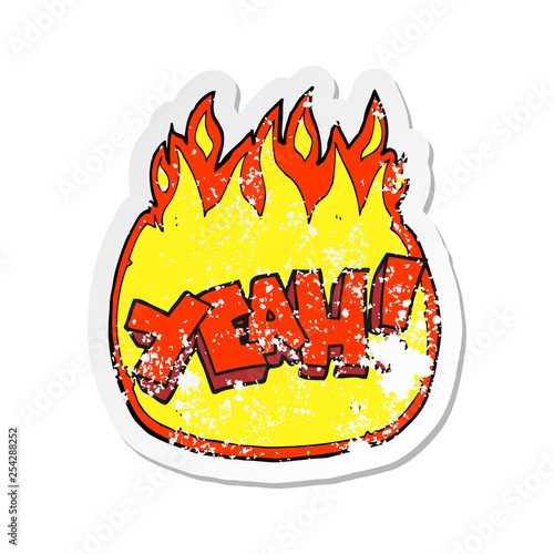retro distressed sticker of a yeah cartoon shout