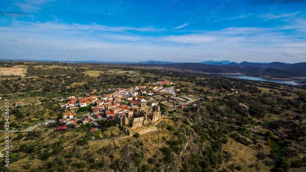 Extremadura.Aerial view in Belvis de Monroy. Caceres. Spain. Drone Photo