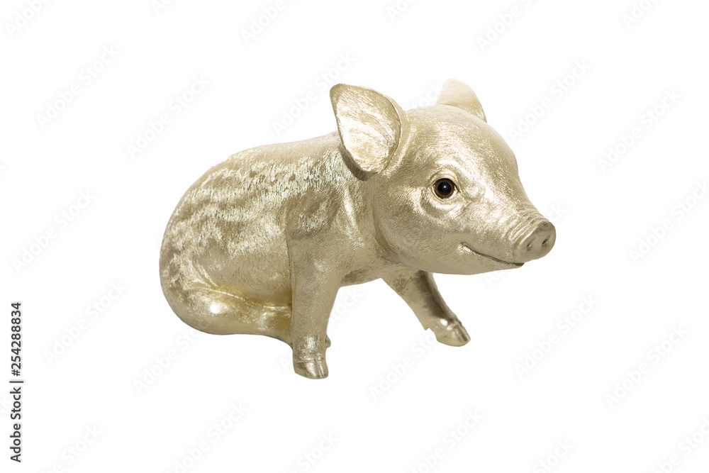 Naklejka premium statue of a pig on a white background
