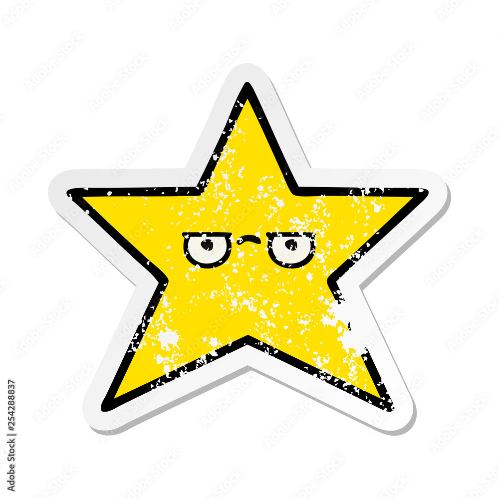 distressed sticker of a cute cartoon gold star distressed sticker of a cute cartoon gold star