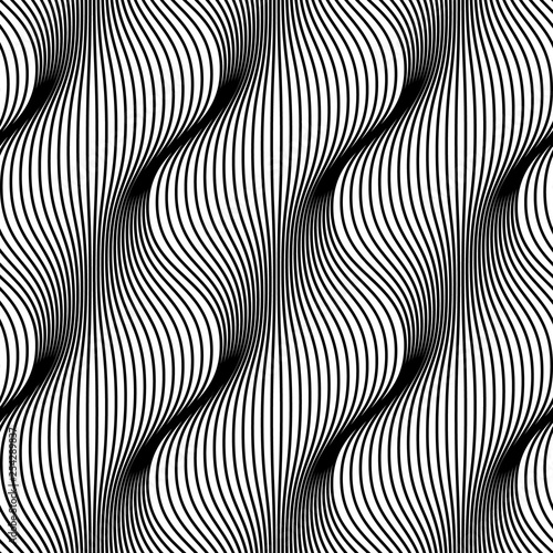 Seamless monochrome pattern of thin wavy lines.