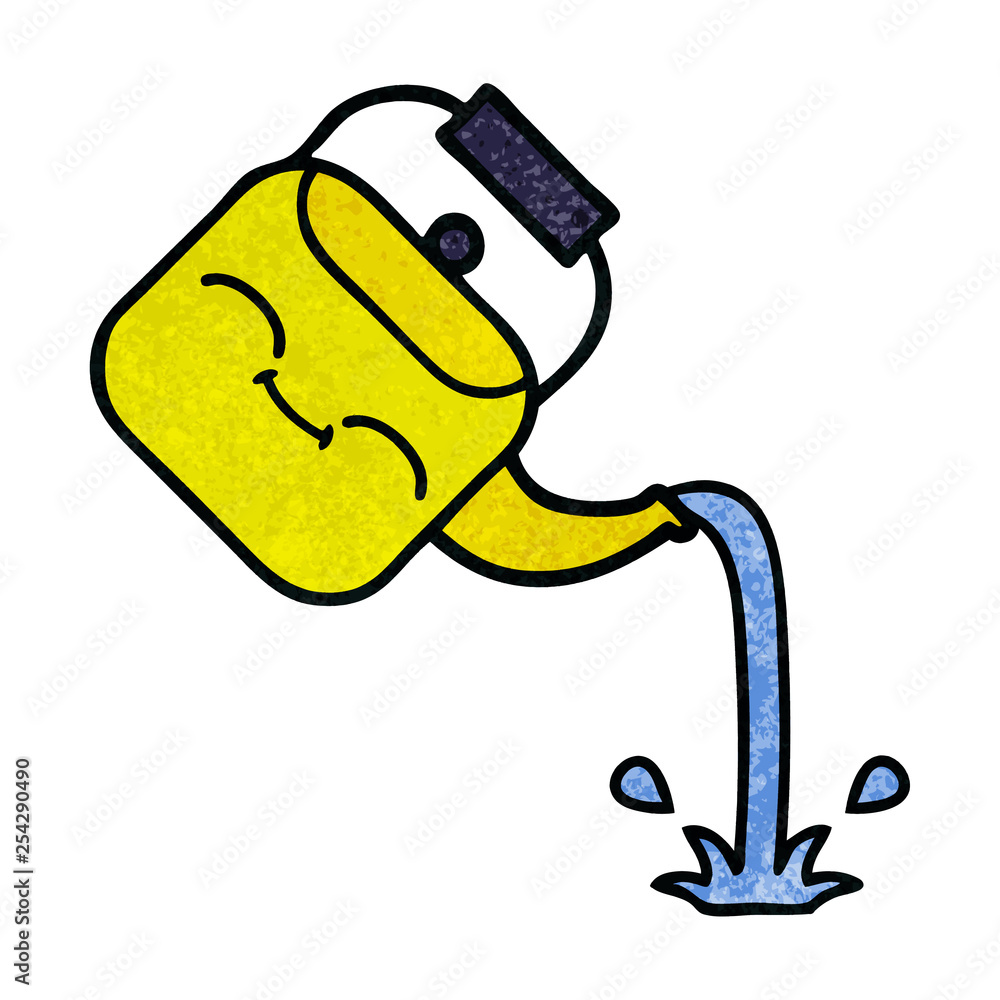 retro grunge texture cartoon pouring kettle retro grunge texture cartoon pouring kettle