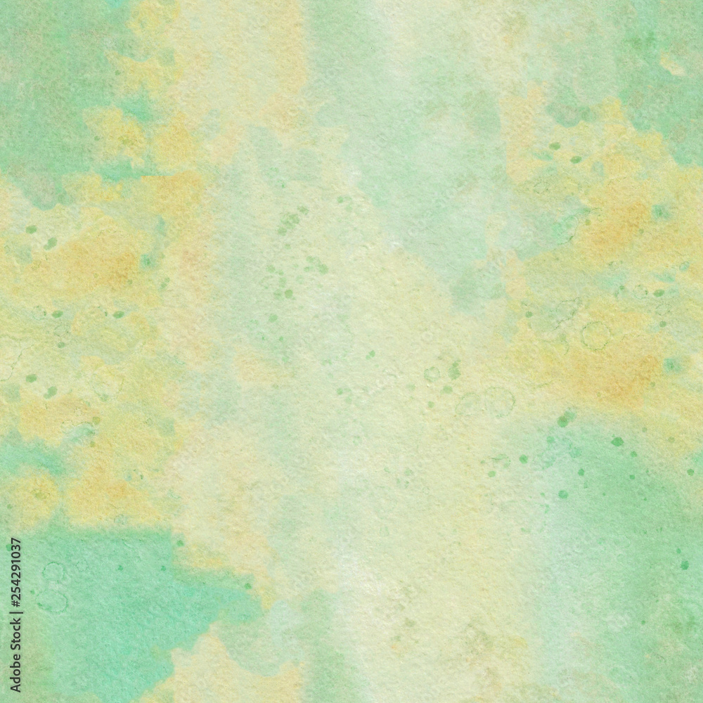 Seamless texture. Emerald color background painted with watercolor. Abstract watercolor background. Hand painted illustration.