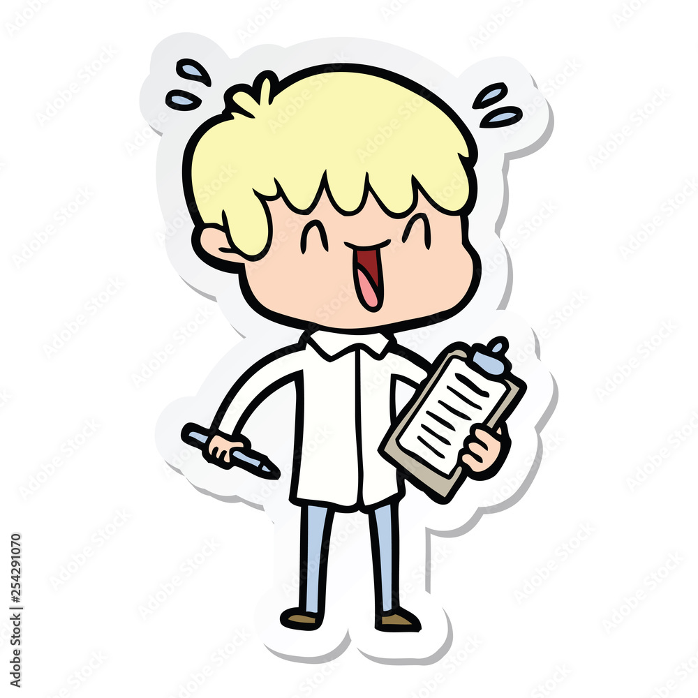 sticker of a cartoon laughing boy sticker of a cartoon laughing boy